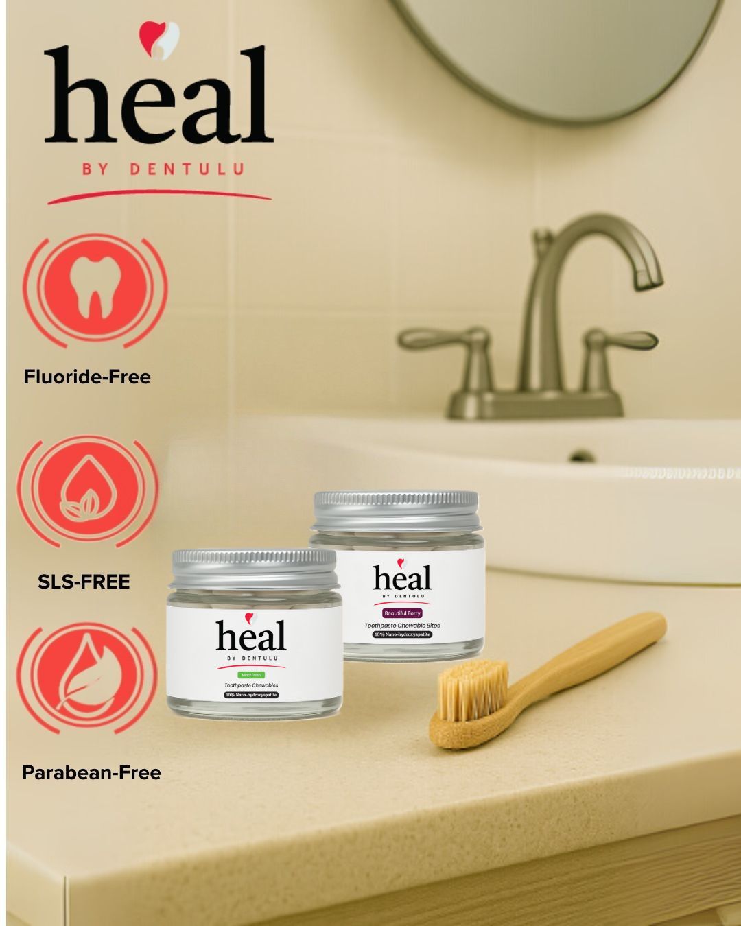 HEAL- Compact Toothpaste Chewable Bites- (Bulk order of 12)